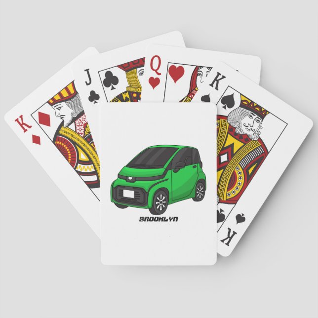 Niedliches grünes Kleinwagen Spielkarten (Rückseite)