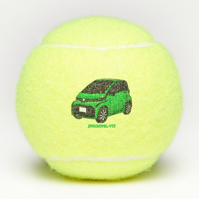Niedliches grünes Kleinwagen Tennisbälle (Vorderseite)