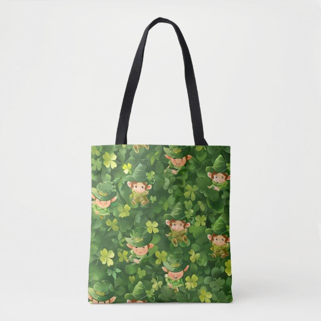 Niedliches grünes Leprechaun-Muster Tasche (Vorderseite)