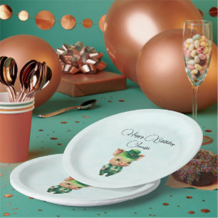 Niedliches Grünes Märchen Schwein in Extravaganter Pappteller