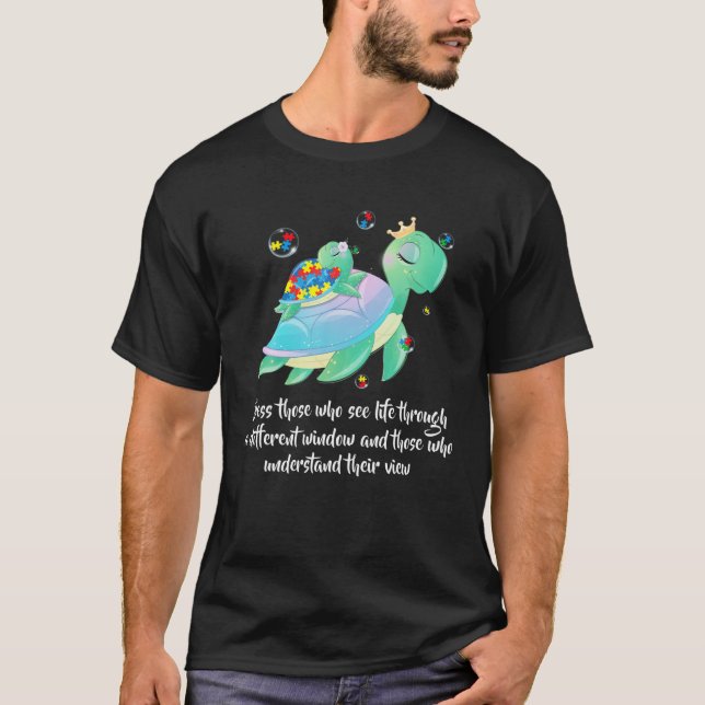 Niedliches grünes Meeresschildkröten Puzzles Autis T-Shirt (Vorderseite)