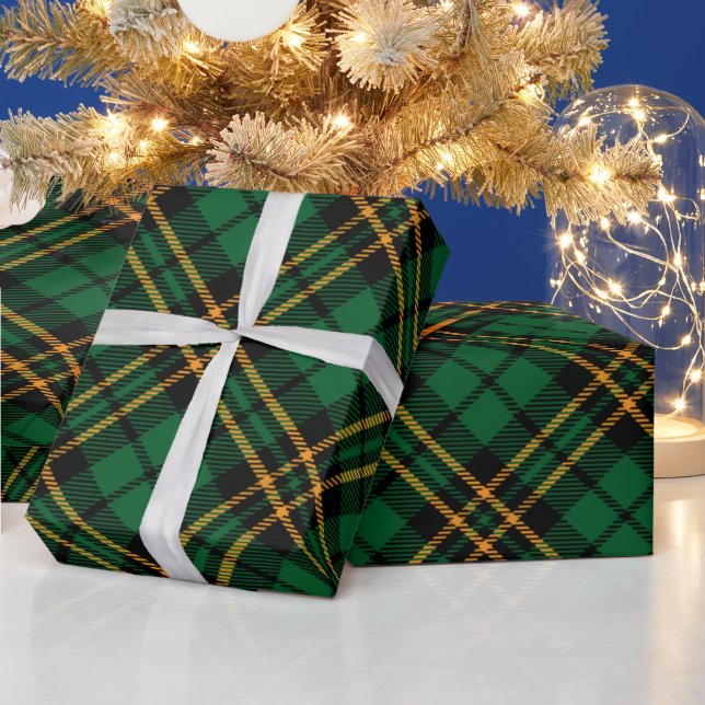 Niedliches Grünes Muster Kariert Weihnachten Geschenkpapier (Feiertage)