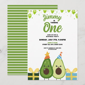 Niedliches Grünes Obst Avocado Geburtstag Einladung