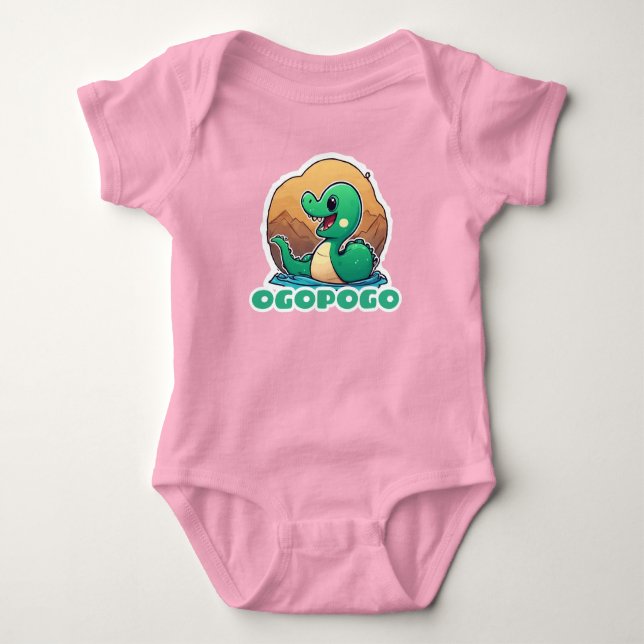 Niedliches grünes Ogopogo am Okanagan-Monster-See Baby Strampler (Vorderseite)