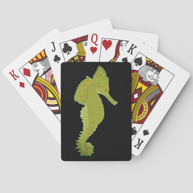 Niedliches grünes Pferd Spielkarten (Rückseite)