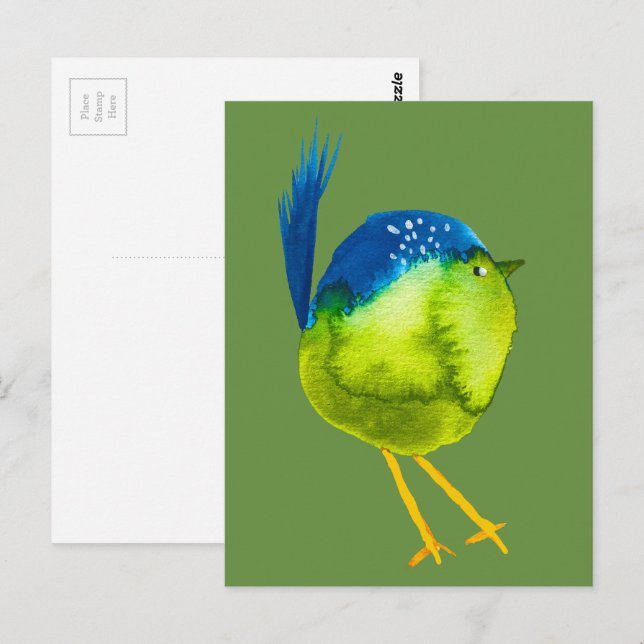 Niedliches grünes Vogelgewässer Postkarte (Vorne/Hinten)