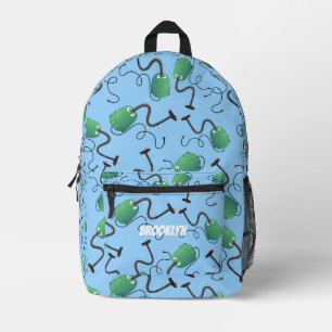 Niedliches Grünstaubsauger-Cartoon-Muster Bedruckter Rucksack