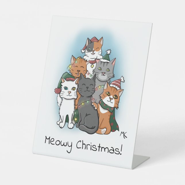 Niedliches Gruppenbild Cartoon Katzen Sockelschild (Vorderseite)