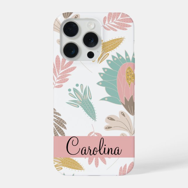 niedliches gürtelgebirgiges botanisches mit Monogr iPhone 15 Pro Hülle (Rückseite)