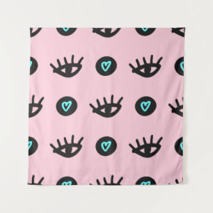 Niedliches, gürtelloses Muster mit doodlen Augen u Wandteppich