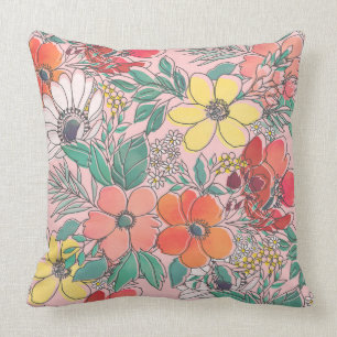 Niedliches, gürtelrosa Blumendesign Kissen