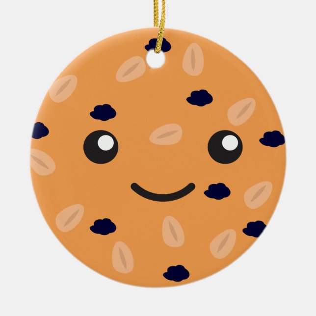 Niedliches Hafermehl-Rosinen-Plätzchen Keramik Ornament (Vorne)