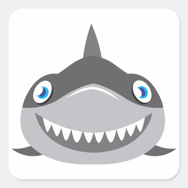 niedliches Hai-Gesicht Quadratischer Aufkleber (Vorderseite)
