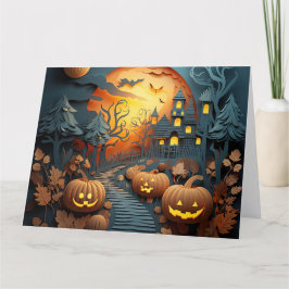 Niedliches Halloween-3D-Effektdesign Dankeskarte