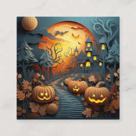 Niedliches Halloween-3D-Effektdesign Quadratische Visitenkarte