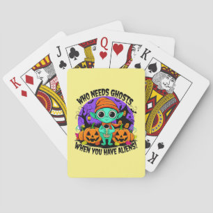 Niedliches Halloween Alien Design für Spooky Fun! Spielkarten
