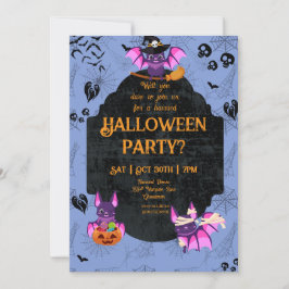 Niedliches Halloween-Bat 2-Party Einladung