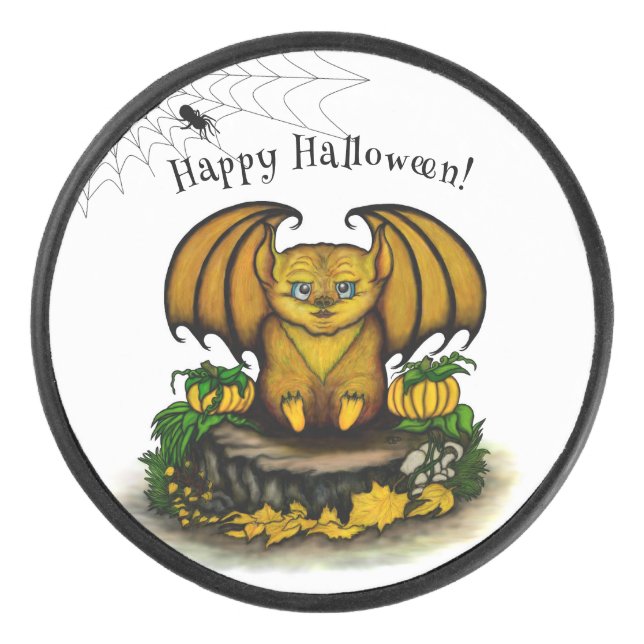 Niedliches Halloween-Becken Eishockey Puck (Vorderseite)