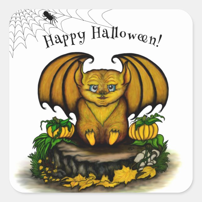 Niedliches Halloween-Becken Quadratischer Aufkleber (Vorderseite)