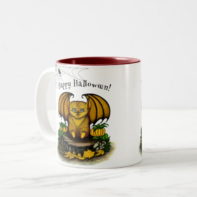 Niedliches Halloween-Becken Zweifarbige Tasse (Vorderseite Links)