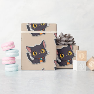 Niedliches Halloween-Black Cat - Kindergeschenk Geschenkpapier