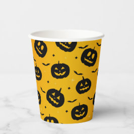 Niedliches Halloween Black Pumpkins & Bats-Muster Pappbecher