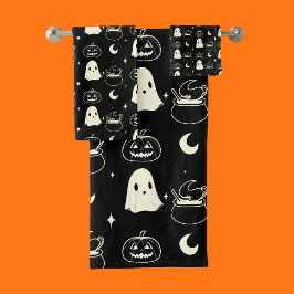 Niedliches Halloween-Boo-Ghost-Muster Badhandtuch Set