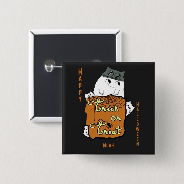 Niedliches Halloween Boo - Trick oder Treat Hallow Button (Vorne & Hinten)