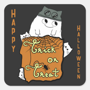 Niedliches Halloween Boo - Trick oder Treat Hallow Quadratischer Aufkleber
