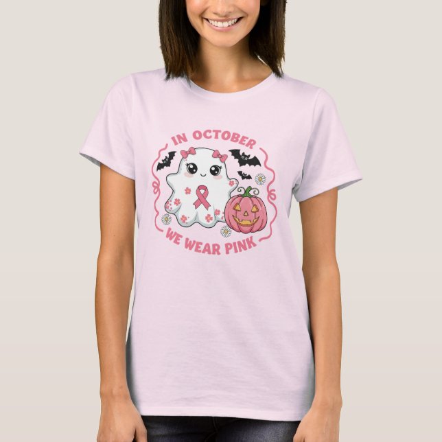 Niedliches Halloween-Brustkrebsbewusstsein T-Shirt (Vorderseite)