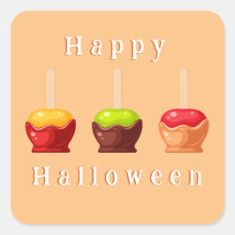 Niedliches Halloween Candy Aples Party Quadratischer Aufkleber