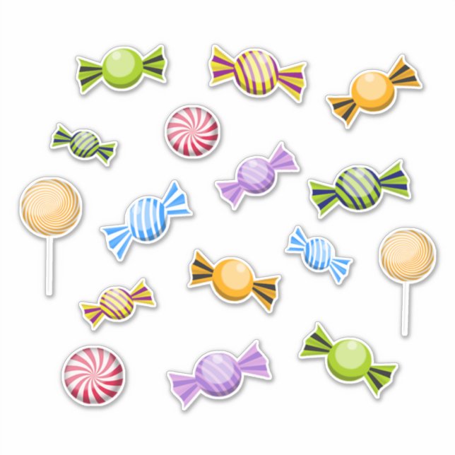 Niedliches Halloween Candy-Set mit 16 Aufklebern Aufkleber (Vorderseite)