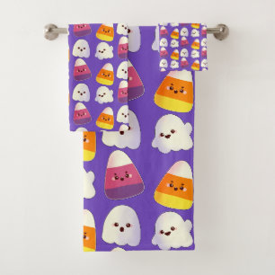 Niedliches Halloween-Candy und Ghost-Muster Badhandtuch Set