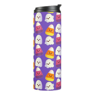 Niedliches Halloween-Candy und Ghost-Muster Thermosbecher