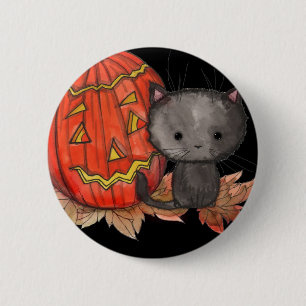 Niedliches Halloween Cat Button von Molly Harrison