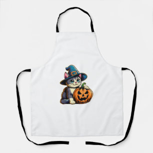 Niedliches Halloween Cat Hexenhut Pumpkin Kitten C Schürze