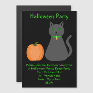 Niedliches Halloween Cat und Pumpkin Custom Party Magneteinladung