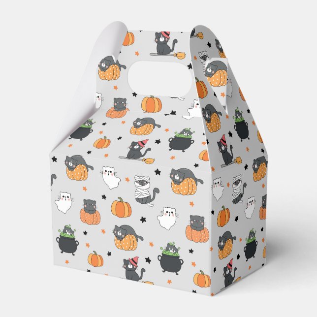 Niedliches Halloween-Cats- und Geistermuster Geschenkschachtel (Vorderseite)