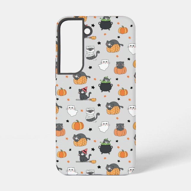 Niedliches Halloween-Cats- und Geistermuster Samsung Galaxy Hülle (Rückseite)