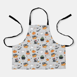 Niedliches Halloween-Cats- und Geistermuster Schürze