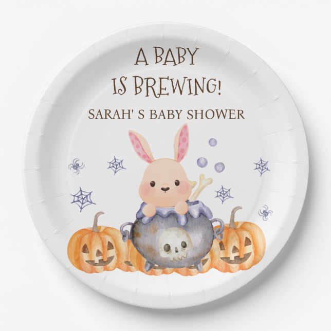 Niedliches Halloween Cauldron Baby ist Braudusche Pappteller (Vorderseite)