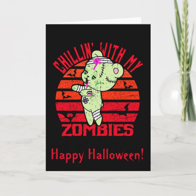 Niedliches Halloween Chillin' mit meinem Zombies-T Karte (Vorderseite)