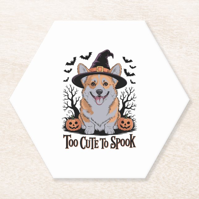 Niedliches Halloween Corgi in Hexenhut Untersetzer (Vorderseite)