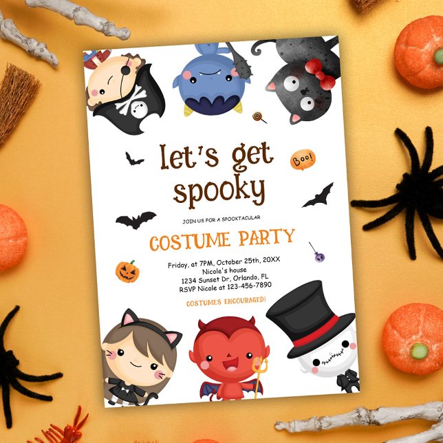 Niedliches Halloween Costume Party Kinder Einladung (Cute Halloween Costume Party Birthday Invitation)