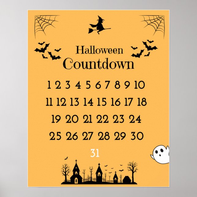 Niedliches Halloween Countdown Poster (Vorne)