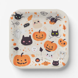 Niedliches Halloween-Critter-Party Pappteller