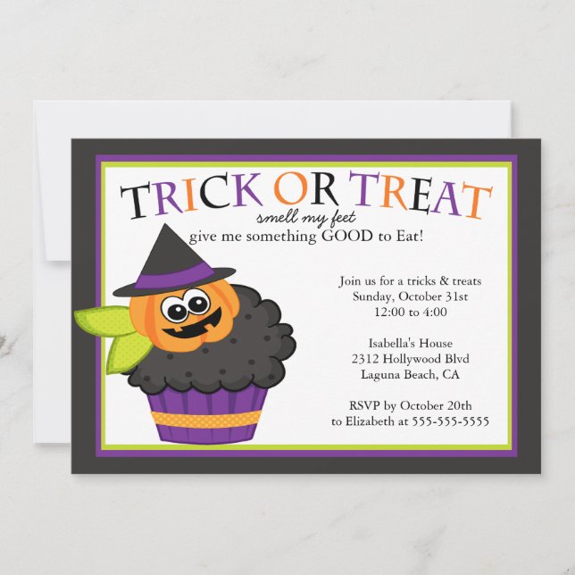 Niedliches Halloween Cupcake Kids Costume Party Einladung (Vorderseite)