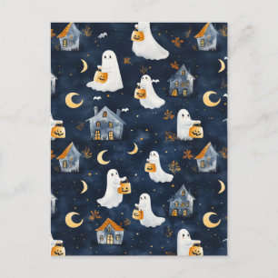Niedliches Halloween-Design mit Gespenstern und Kü Postkarte