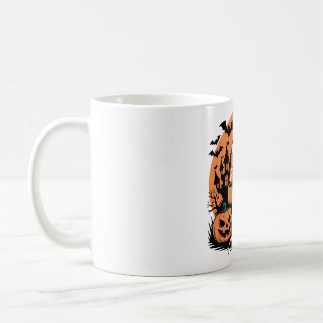 Niedliches Halloween-Drachenskelett mit Kaffee Kaffeetasse (Links)