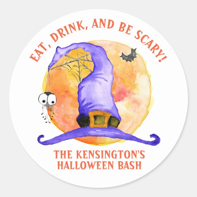 Niedliches Halloween Essensgetränk Beängstigend Li Runder Aufkleber (Vorderseite)